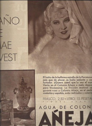 LAMINA 30751: Publicidad de colonia Añeja con Mae West