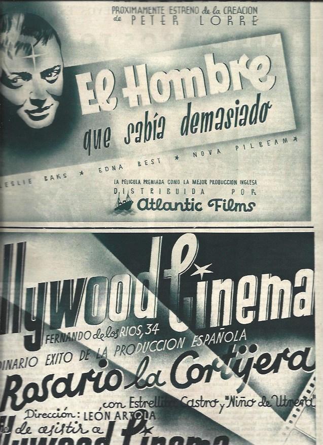 LAMINA 30731: Publicidad del cine Avenida con El hombre que sabia demasiado