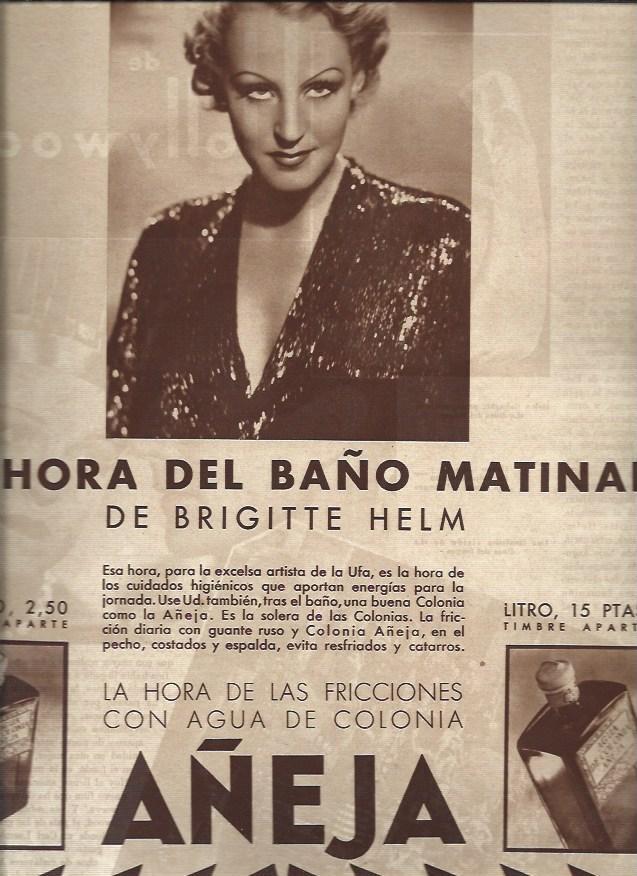 LAMINA 30733: Publicidad de colonia Añéja con Brigitte Helm
