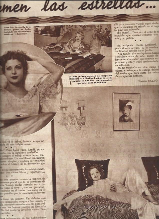 LAMINA 30734: Marlene Dietrich en su cama