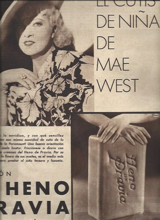 LAMINA 30575: Publicidad de Heno de Pravia con Mae West
