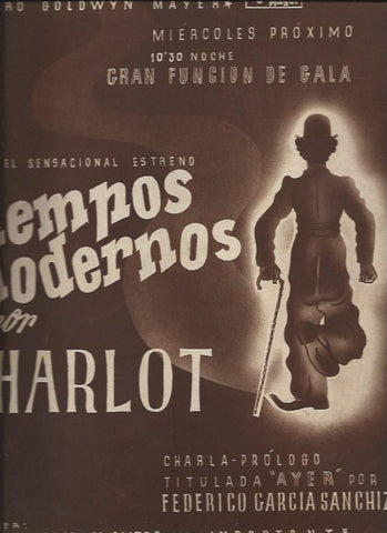 LAMINA 30594: Publicidad del cine Capitol con la pelicula Tiempos modernos