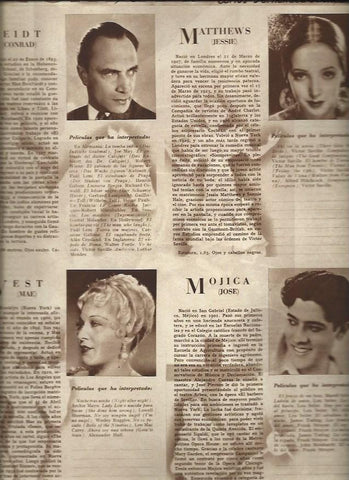LAMINA 30558: Conrad Veidt, Jessie Matthew's, Mae West y Jose Mojica