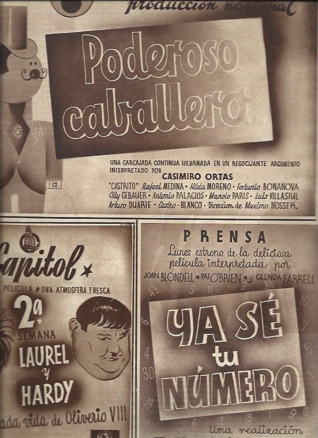 LAMINA 30560: Publicidad de Cine Capitol y de Iberica Films