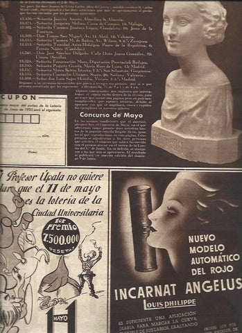 LAMINA 30567: Publicidad de pintalabios Louis Philippe y resultado de concurso