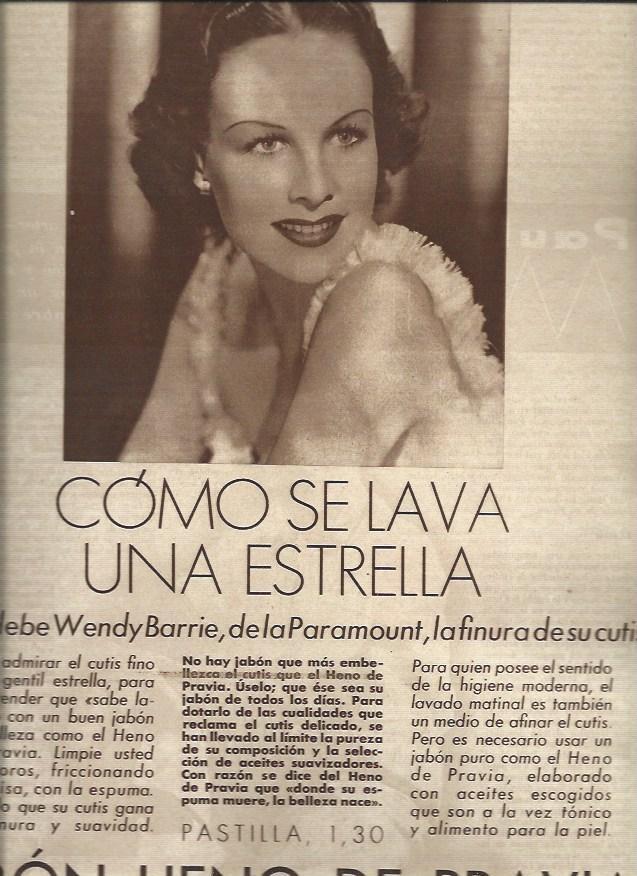 LAMINA 30630: Publicidad de Heno de Pravia con Wendy Barrie