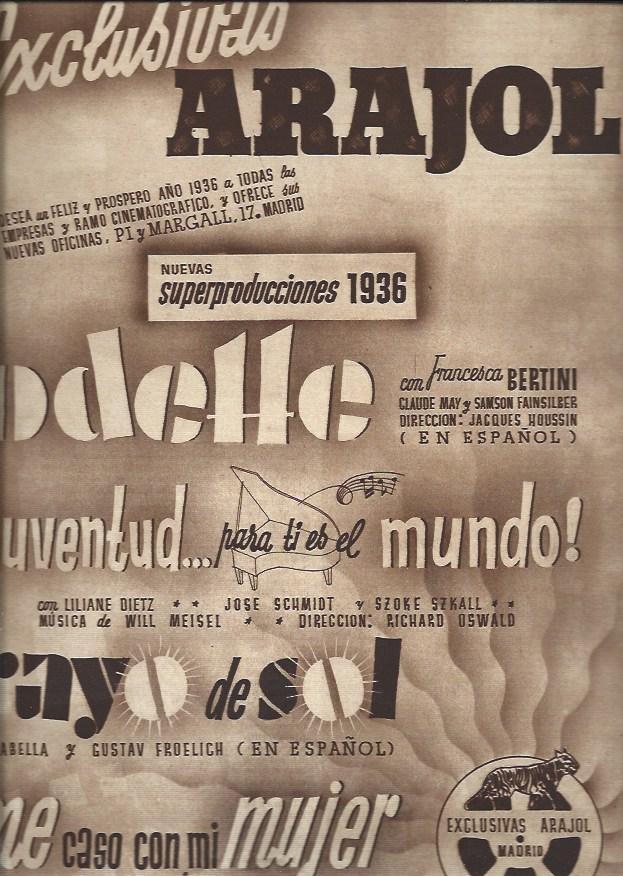 LAMINA 30906: Publicidad de Exclusivas Arajol