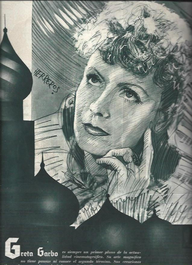 LAMINA 30927: Greta Garbo, por Herreros