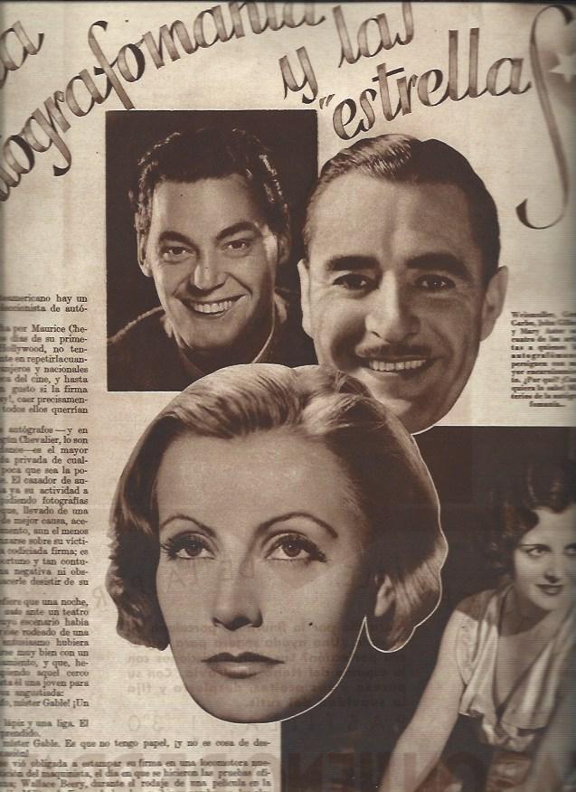 LAMINA 30881: Weismuller, Greta Garbo, John Gilbert y Mary Astor