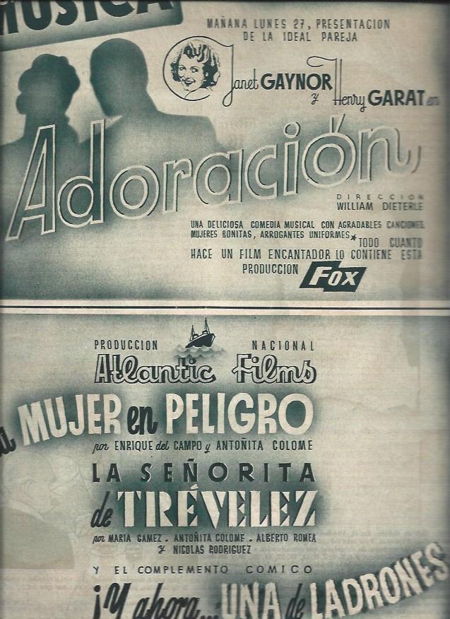 LAMINA 30963: Publicidad del cine Palacio de la Musica y Atlantic Films