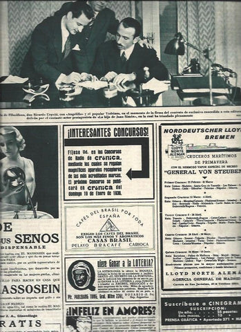 LAMINA 30932: Publicidad y firma del contrato en exclusiva de Angelillo con Cinegramas