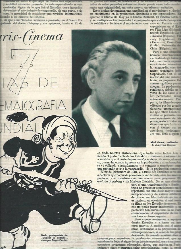 LAMINA 30938: Abel Gance y dibujo de Roger Cartier