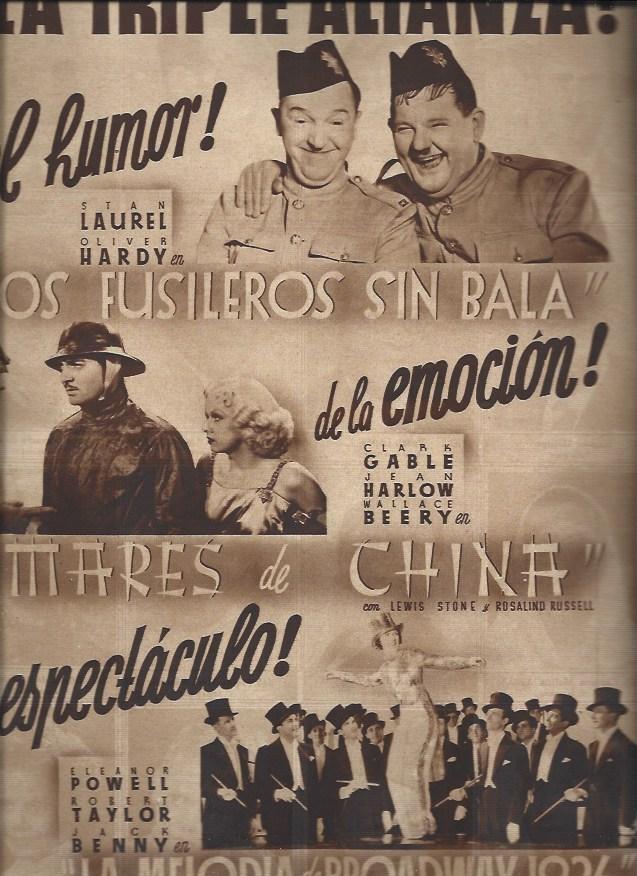 LAMINA 30941: Publicidad de Dos fusileros sin bala, Mares de China y La melodia de Broadway