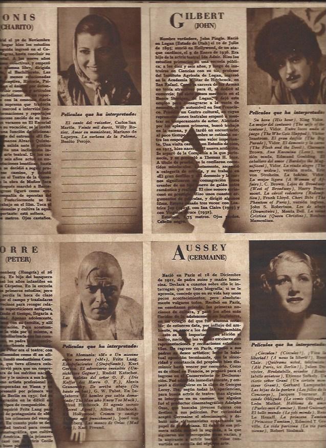 LAMINA 30948: Charito Leonis, John Gilbert, Peter Lorre y Germaine Aussey