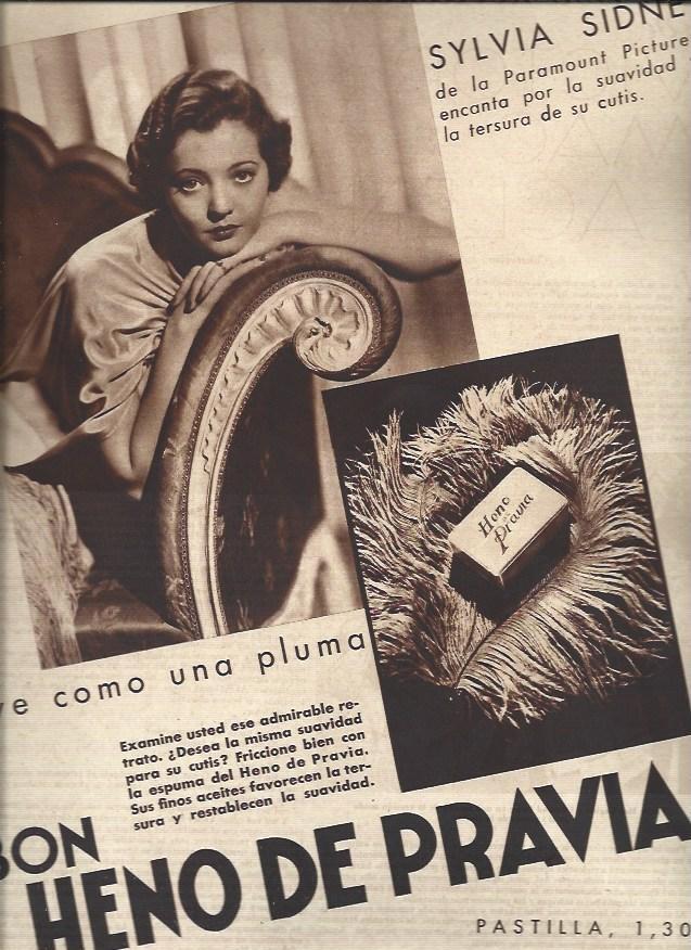 LAMINA 30768: Publicidad de Heno de Pravia con Sylvia Sidney