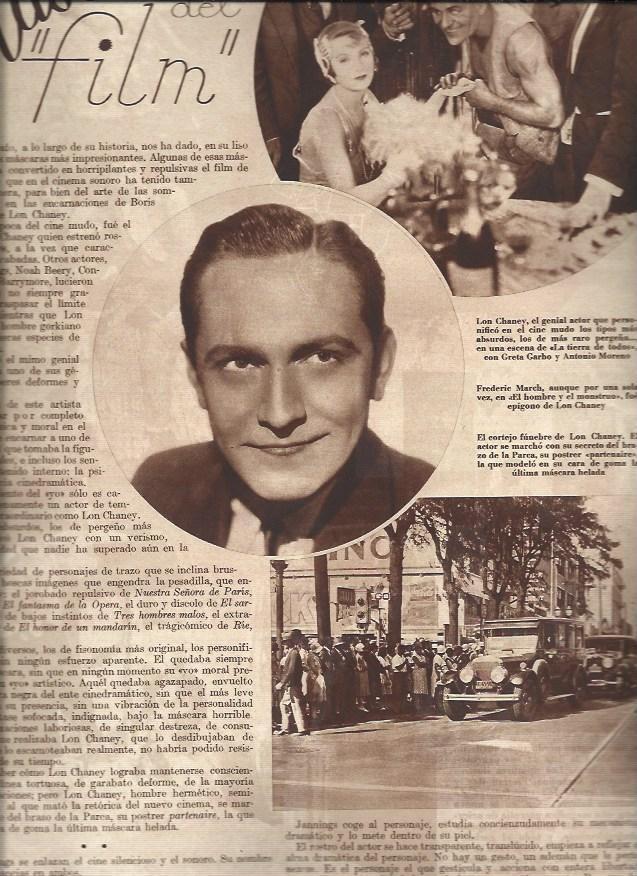 LAMINA 30772: Frederic March, cortejo funebre de Lon Chaney y escena de La tierra de todos