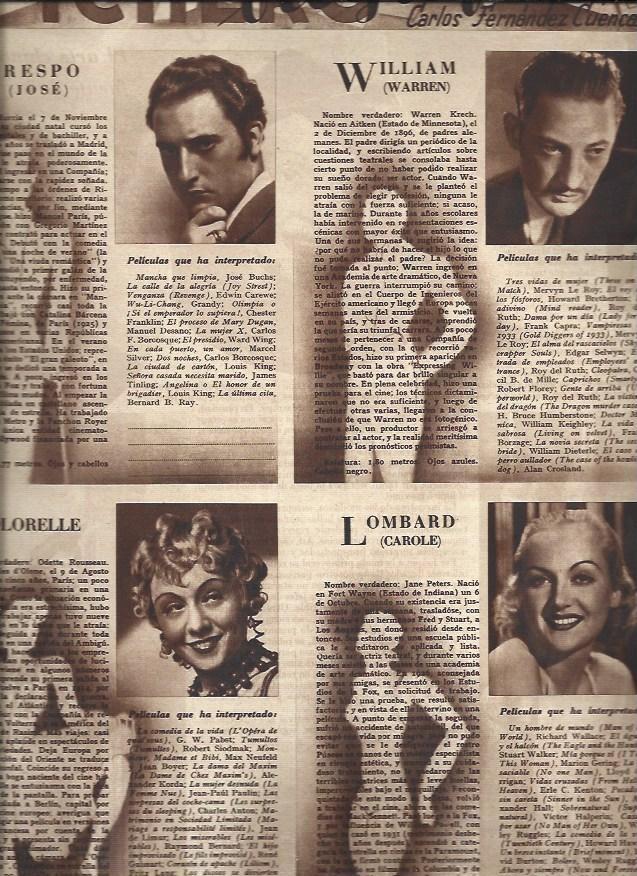 LAMINA 30776: Jose Crespo, Warren William, Florelle y Carole Lombard