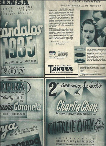 LAMINA 30780: Publicidad de Tangee y cartelera de cines Figaro y Goya