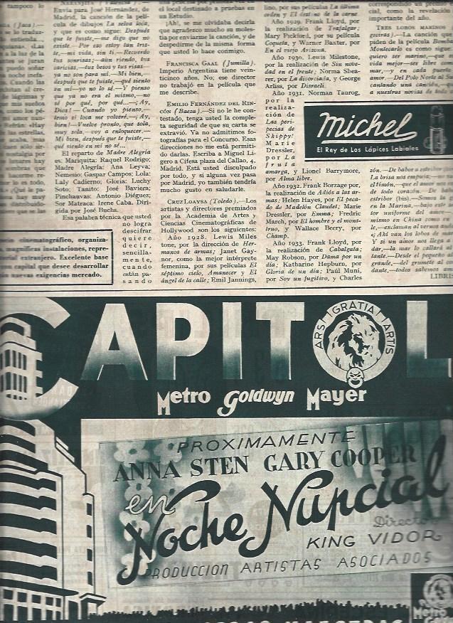 LAMINA 30852: Publicidad de Noche nupcial con Gary Cooper