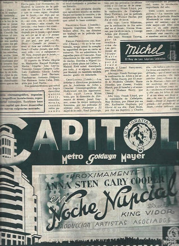 LAMINA 30852: Publicidad de Noche nupcial con Gary Cooper