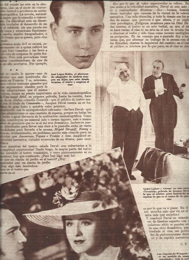 LAMINA 30871: Jose Lopez Rubio y escena de Tovarich