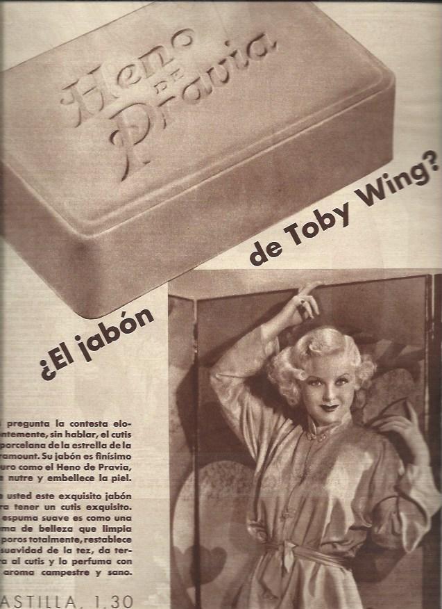 LAMINA 30861: Publicidad de jabon Heno de Pravia con Toby Wing