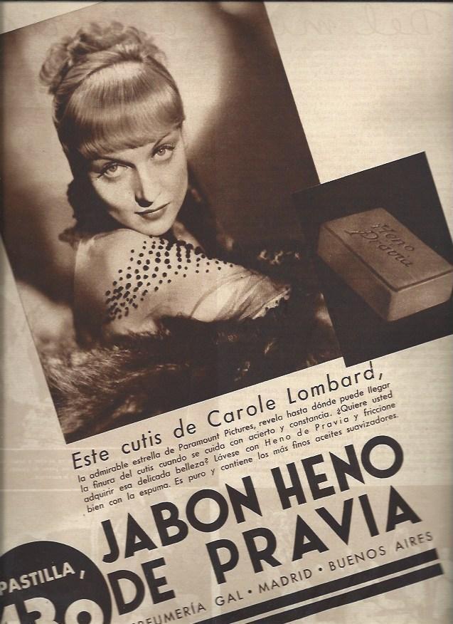 LAMINA 30825: Publicidad de Heno de Pravia con Carole Lombard