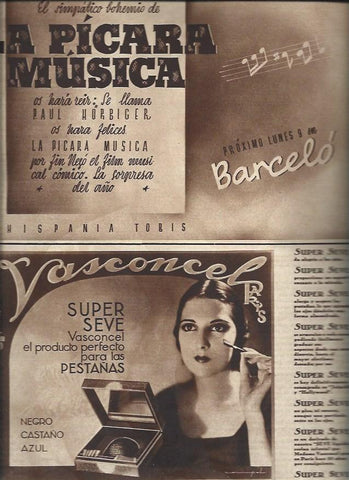 LAMINA 30830: Publicidad de La picara musica y Vasconcel 