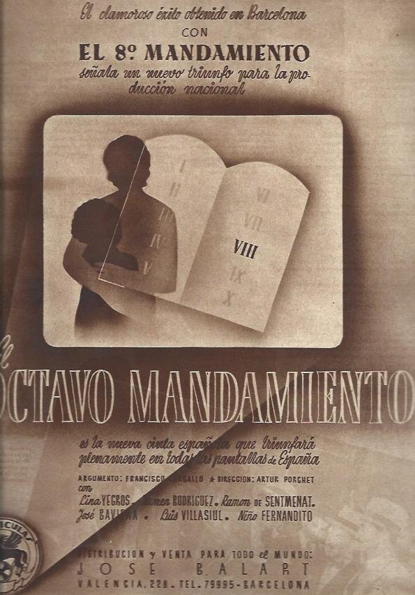 LAMINA 30844: Publicidad de El octavo mandamiento con Lina Yegros