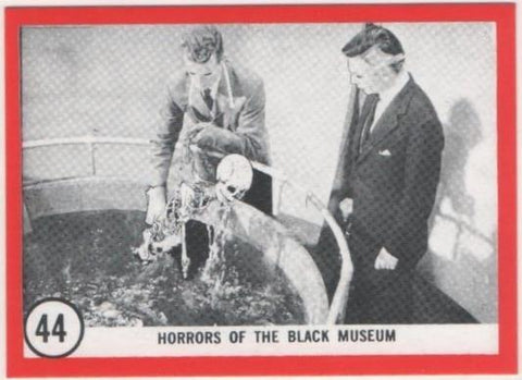Cromo E01120: Album 3-Famous Monsters Series, Card nº 44. Horrors of the Black Museum