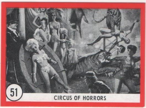 Cromo E01127: Album 3-Famous Monsters Series, Card nº 51. Circus of Horrors