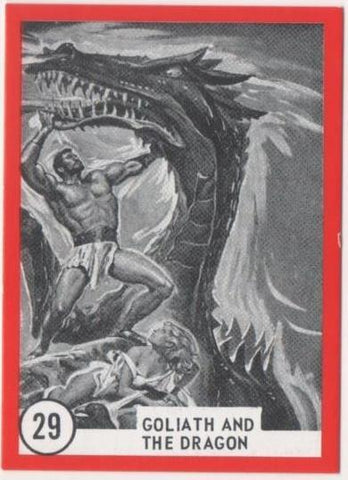 Cromo E01105: Album 3-Famous Monsters Series, Card nº 29. Goliath and the Dragon