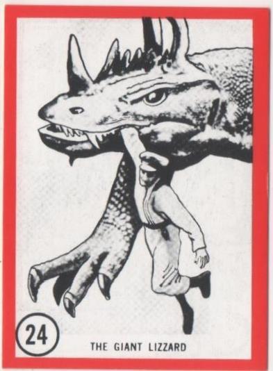 Cromo E01100: Album 3-Famous Monsters Series, Card nº 24. The Giant Lizzard