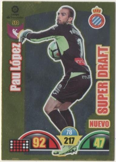 Cromo E00950: Album 2-Trading Car Game 2017-18, Pau López-SUPER DRAFT: R.C.D. Español. Portero