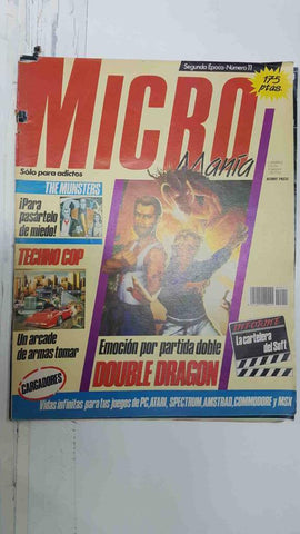 Revista Micromania Segunda Epoca num 11, Año V, abril 1989 - Tema de la portada Double Dragon. Entrevista a Alan Heap creador de Arkanoid