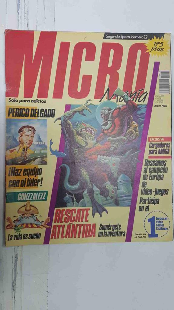 Revista Micromania Segunda Epoca num 12, Año V mayo 1989 - Megajuego Perico Delgado, Tema portada Rescate Atlantida