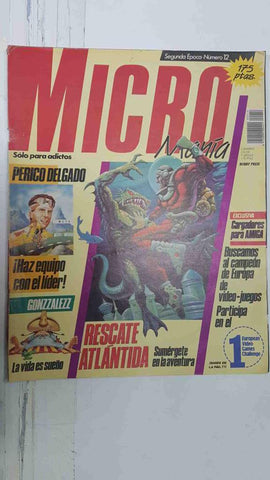 Revista Micromania Segunda Epoca num 12, Año V mayo 1989 - Megajuego Perico Delgado, Tema portada Rescate Atlantida