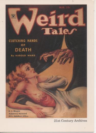 Cromo E002025: Trading Cards. Weird Tales nº 25, Clutching Hands od Death
