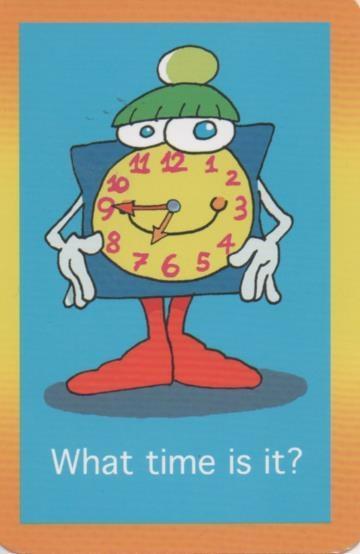 Cromo E001720: Cards. What time is it?. 7:45