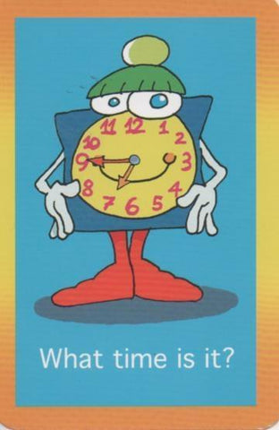 Cromo E001720: Cards. What time is it?. 7:45
