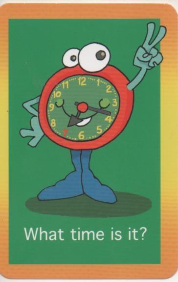 Cromo E001718: Cards. What time is it?. 7:18