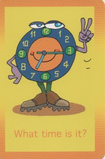 Cromo E001713: Cards. What time is it?. 7:15 