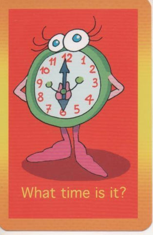 Cromo E001703: Cards. What time is it?. 6:00
