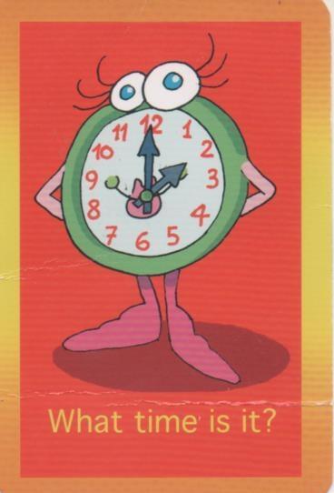 Cromo E001700: Cards. What time is it?. 2:00 