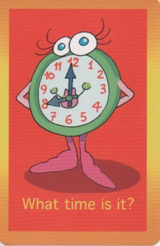 Cromo E001699: Cards. What time is it?. 8:00