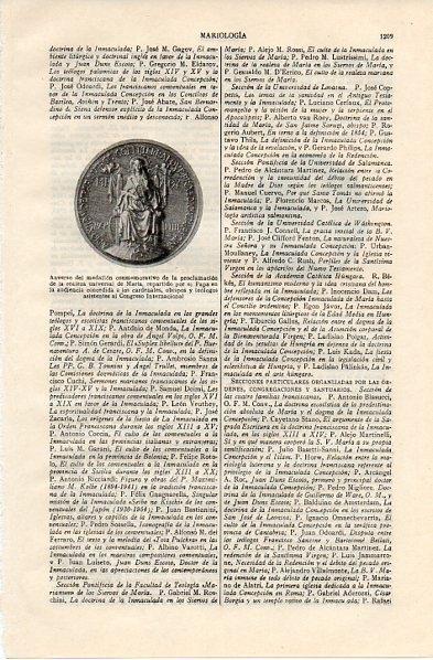 LAMINA V11119: Medallon conmemorativo de la realeza universal de Maria