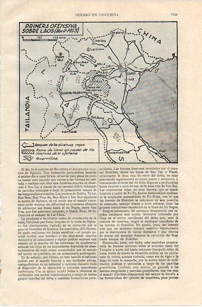 LAMINA V11102: Mapa de la primera ofensiva sobre Laos en 1953