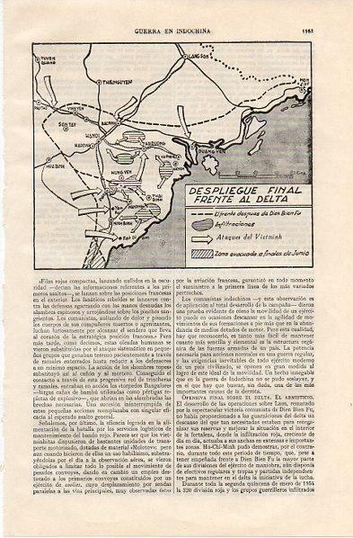 LAMINA V11108: Mapa del despliegue final frente al delta en la guerra de Indochina
