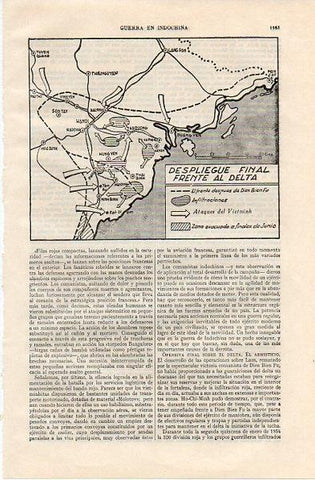 LAMINA V11108: Mapa del despliegue final frente al delta en la guerra de Indochina