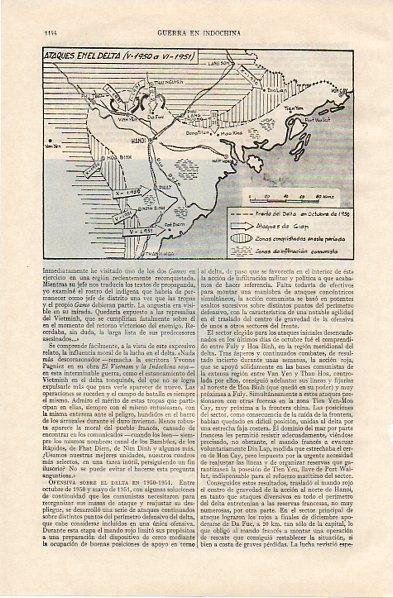 LAMINA V11099: Mapa de los ataque en el delta de la guerra de Indochina